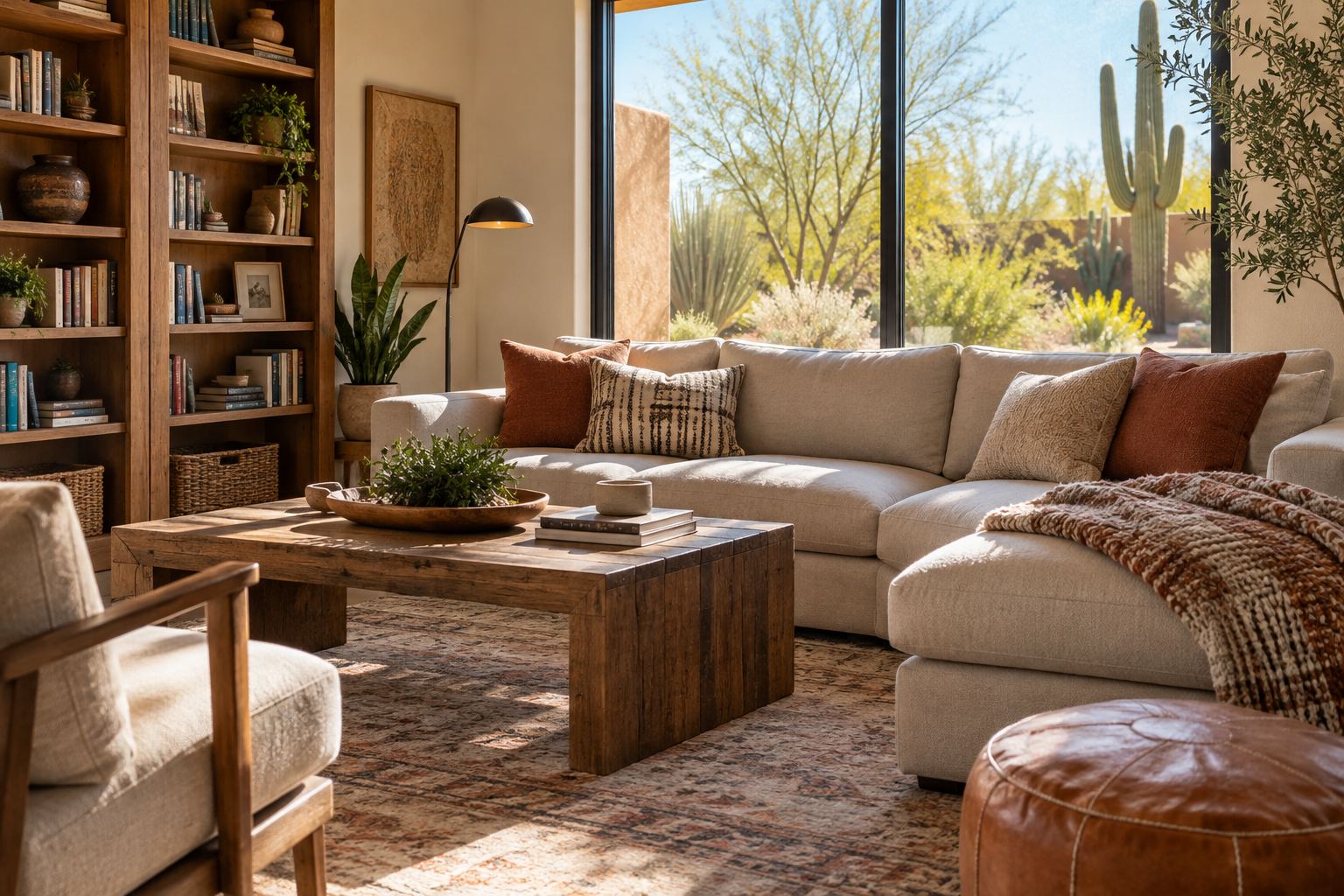 A cozy Paradise Valley living room, illustrative
