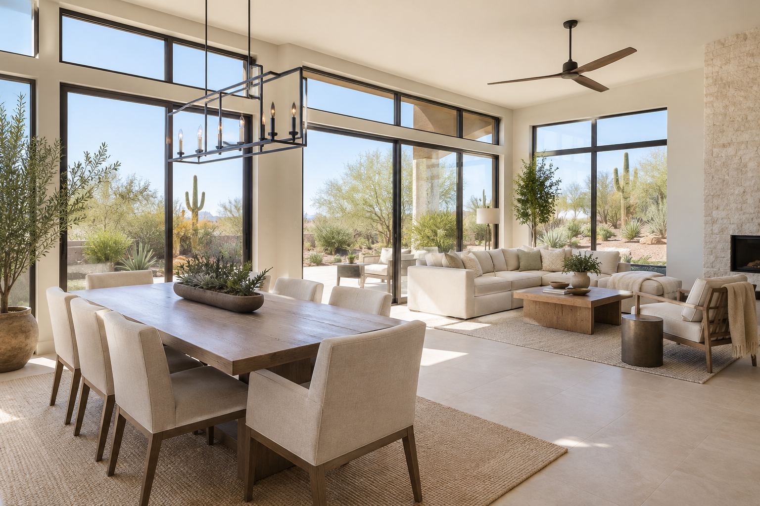 A bright Arizona living room, illustrative